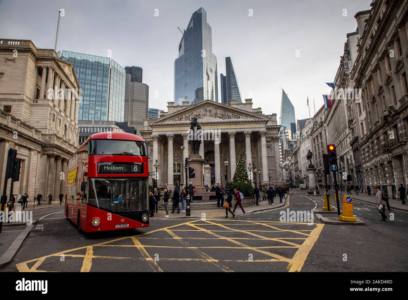 Bankenviertel in London, Royal Exchange, Großbritannien, Stockfoto