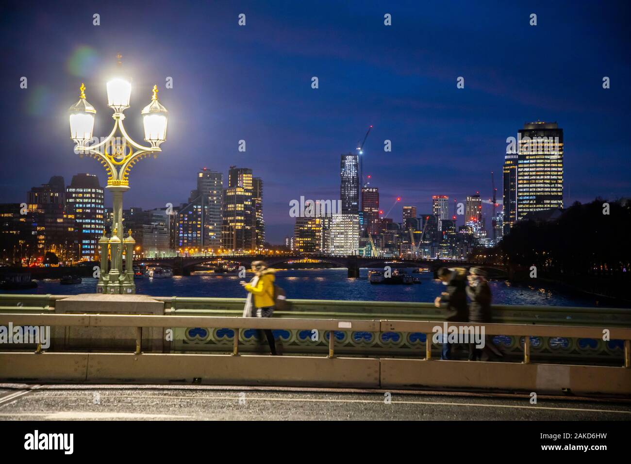 Skyline von London, Vauxhall, Westminster Bridge, Thames, Großbritannien, Stockfoto