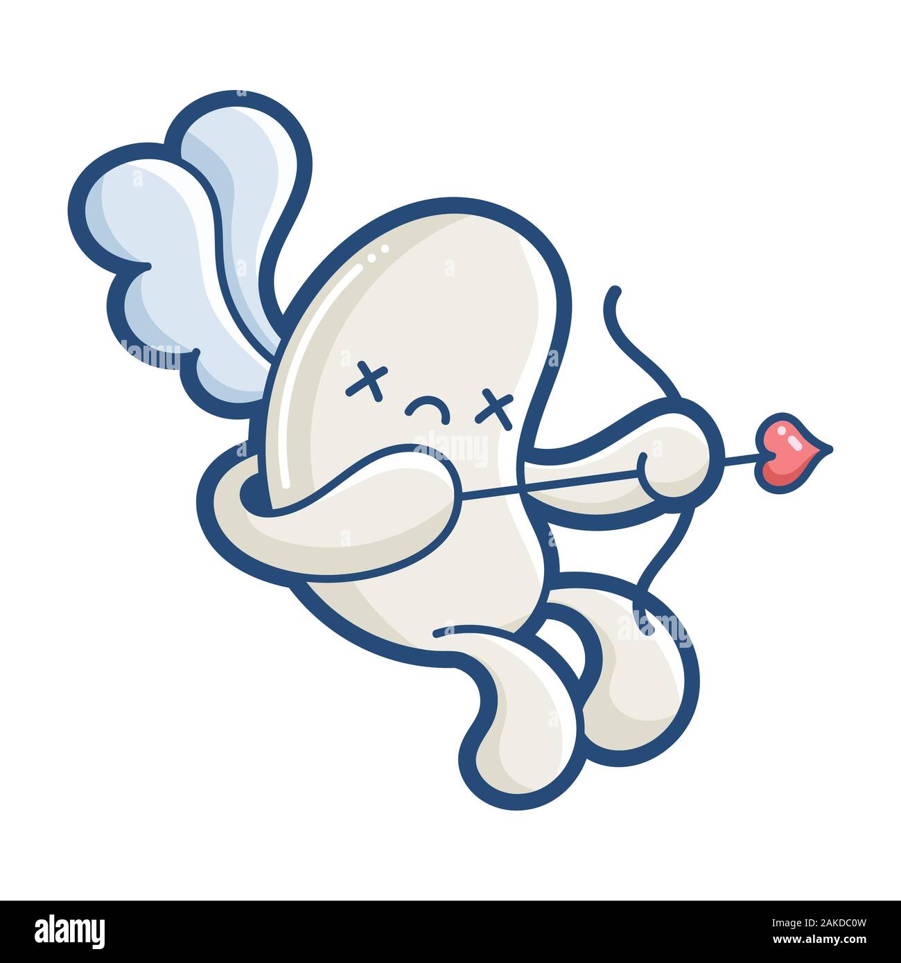Kawaii tot Cupid monster Cartoon illustrationisolated auf Weiß Stock Vektor