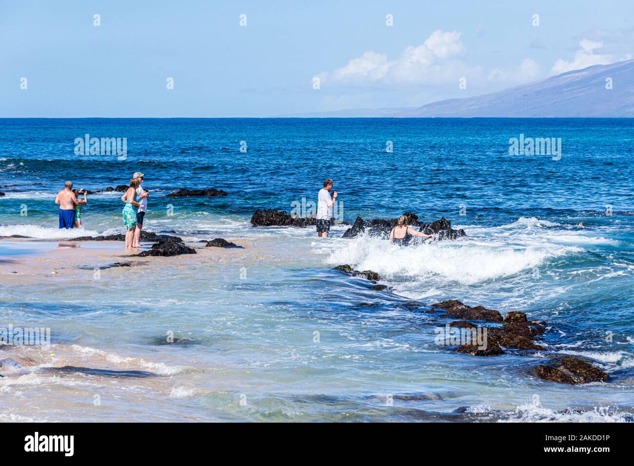 Kapalua, Maui, Shoreline Trail, Napili Bay, auf der Suche nach Schildkröten Stockfoto
