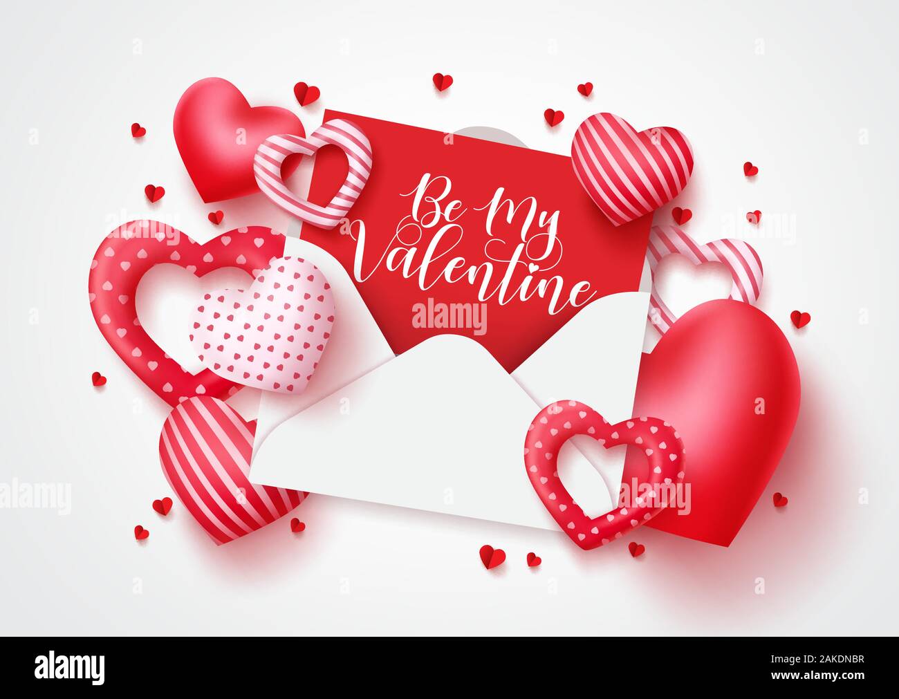 My Valentine vektor Grußkarte Design für Valentines Tag mit Liebe schreiben und verschiedenen Herzen formen Elemente in weißer Hintergrund. Vektor Stock Vektor