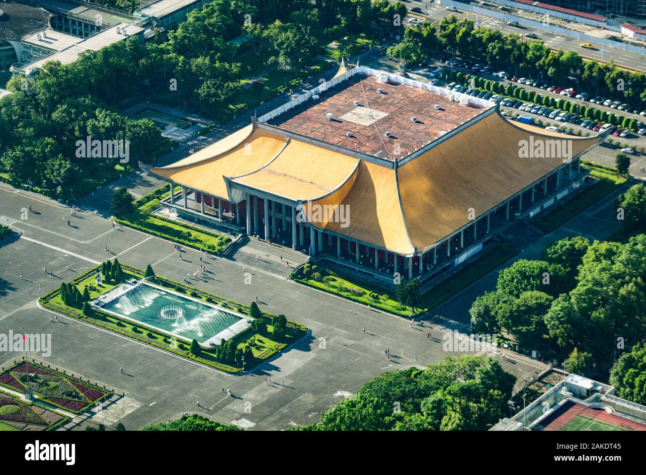 Ein Luftbild der nationalen Dr. Sun Yat-Sen Memorial Hall und des Geländes, Taipeh, Taiwan Stockfoto