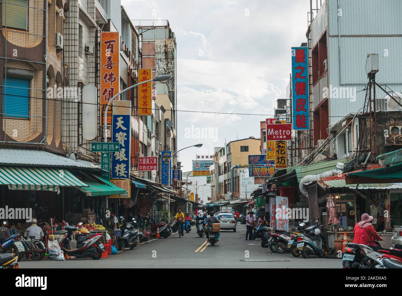 Die Straßen der Hengchun Township, einer kleinen Stadt im Süden Taiwans Stockfoto
