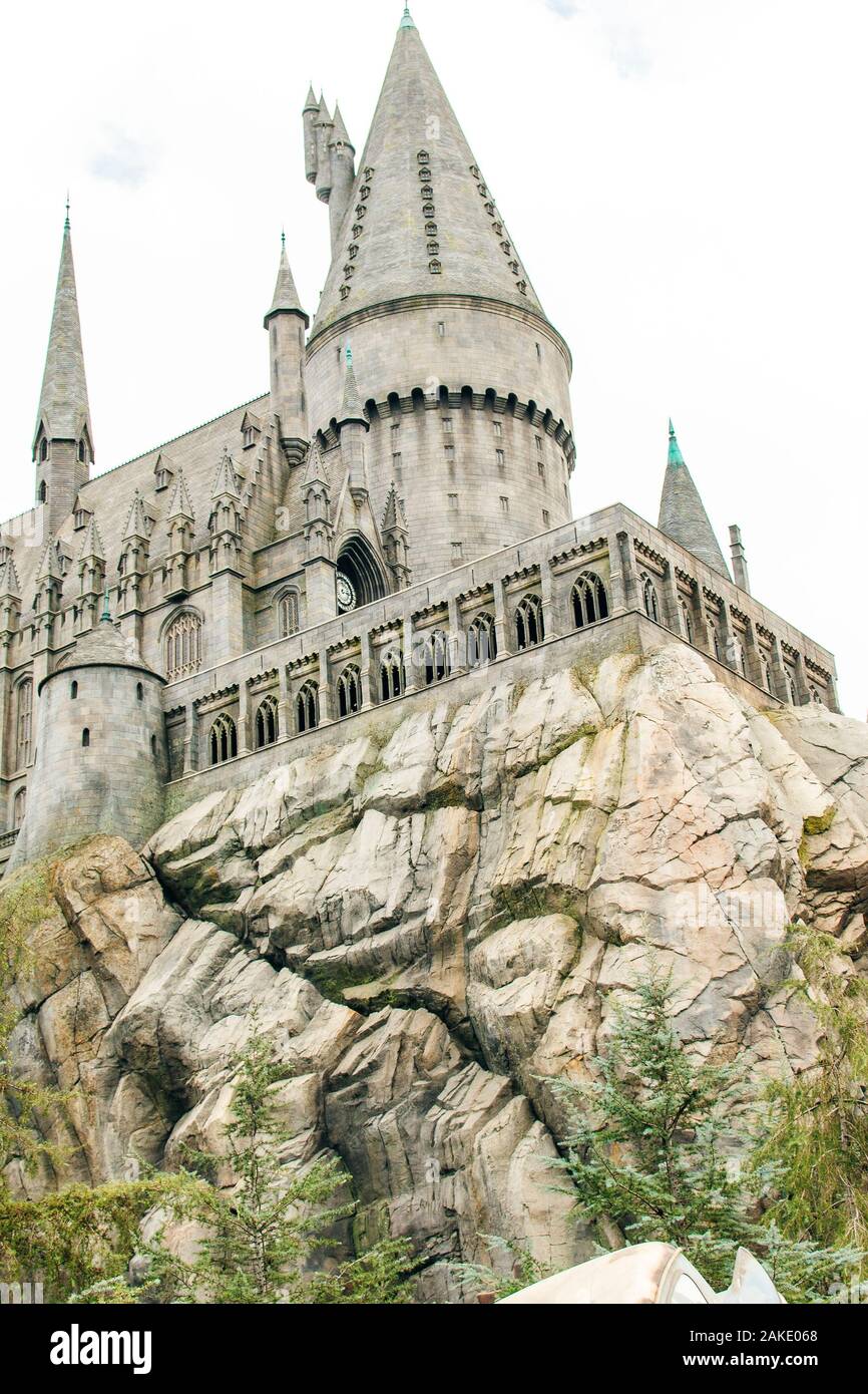 Los Angeles, USA Dezember, 2019 Hogwarts Schloss, der Zauberer Welt von Harry Potter in den