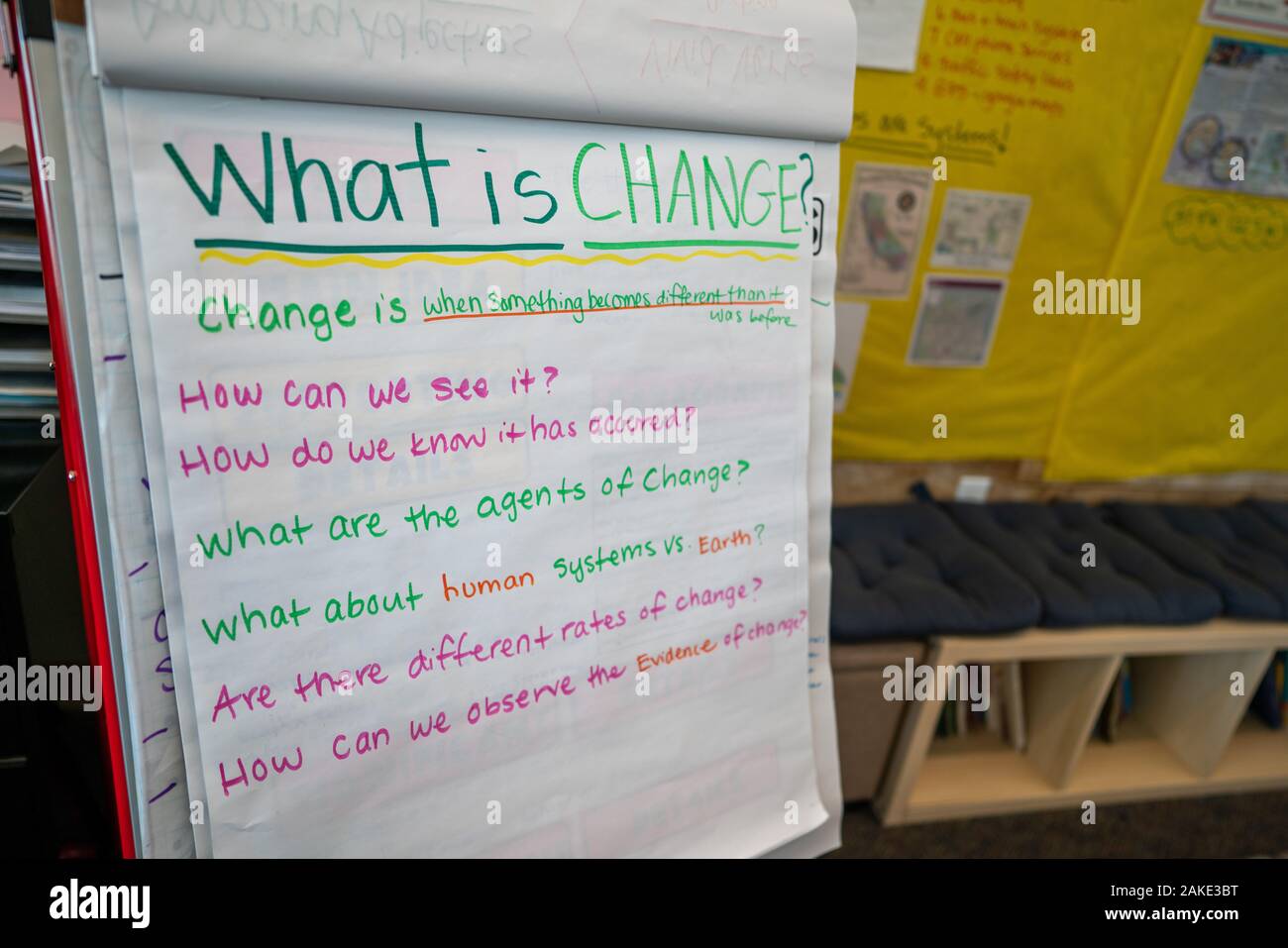 Grundschule Präsentation die Teilnehmer zu Fragen zu definieren, die die Welt verändern Stockfoto