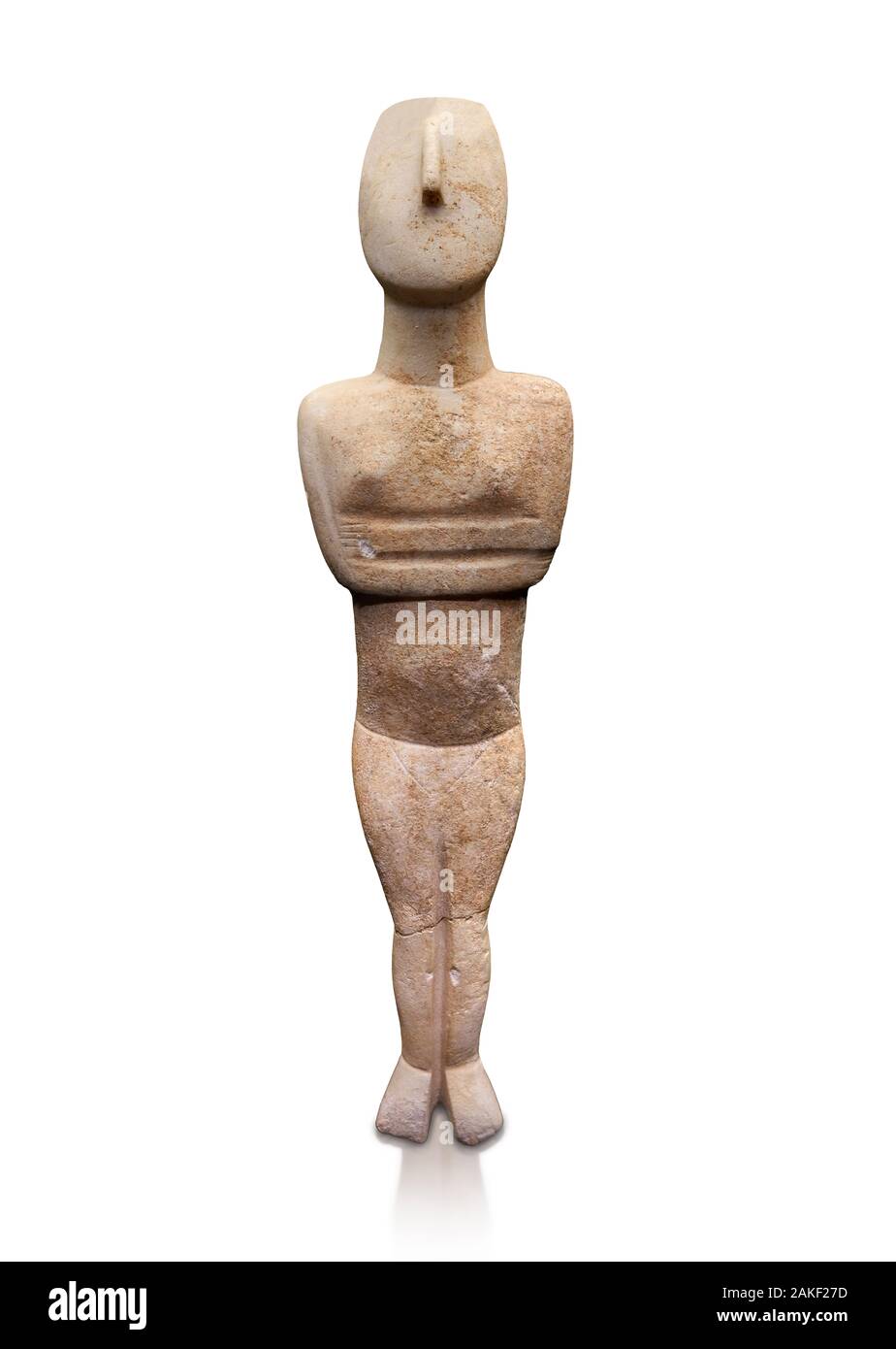 Kykladen kanonische Typ, Spedos Vielfalt weiblichen Figur Statuette. Früh kykladische Zeit II (2800-2300 v. Chr.), der teiner Master'. Museum für Kykladische Kunst Stockfoto