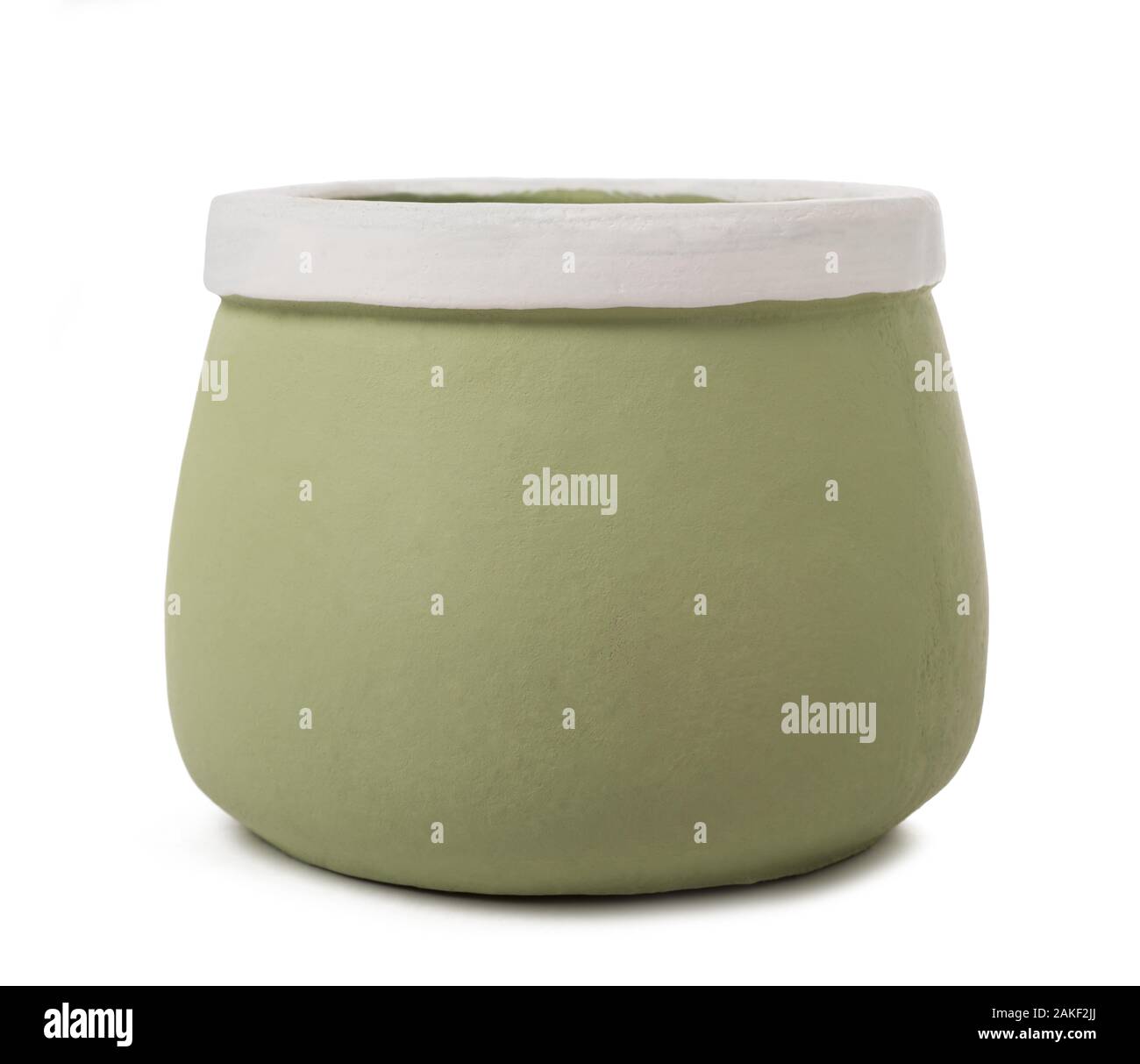 Grüne und weiße Vase isoliert auf weißem Stockfoto