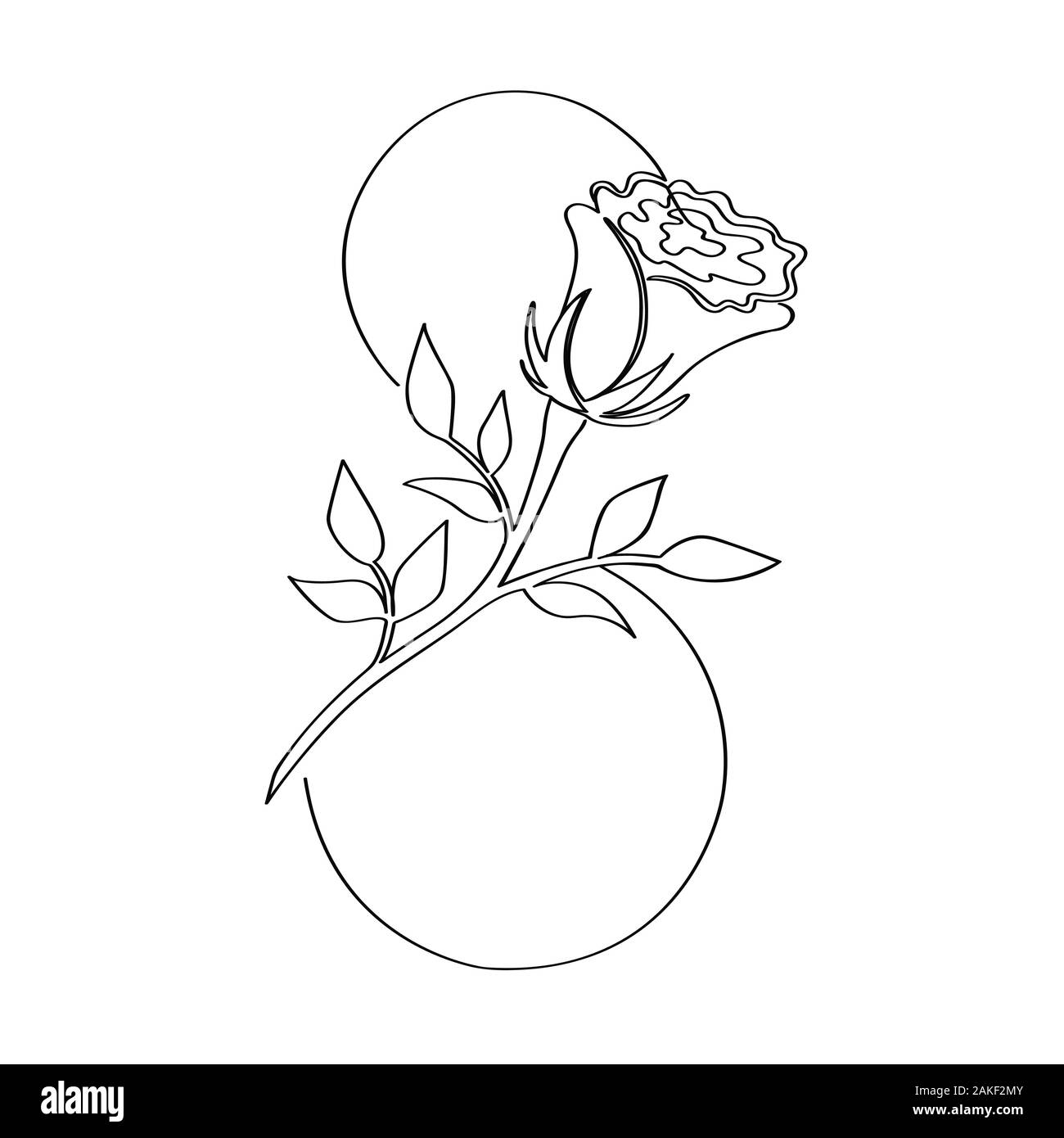 Rose eingeschrieben in Abbildung 8 in einer Linie gezeichnet. Isolierte Lager Vector Illustration Stock Vektor