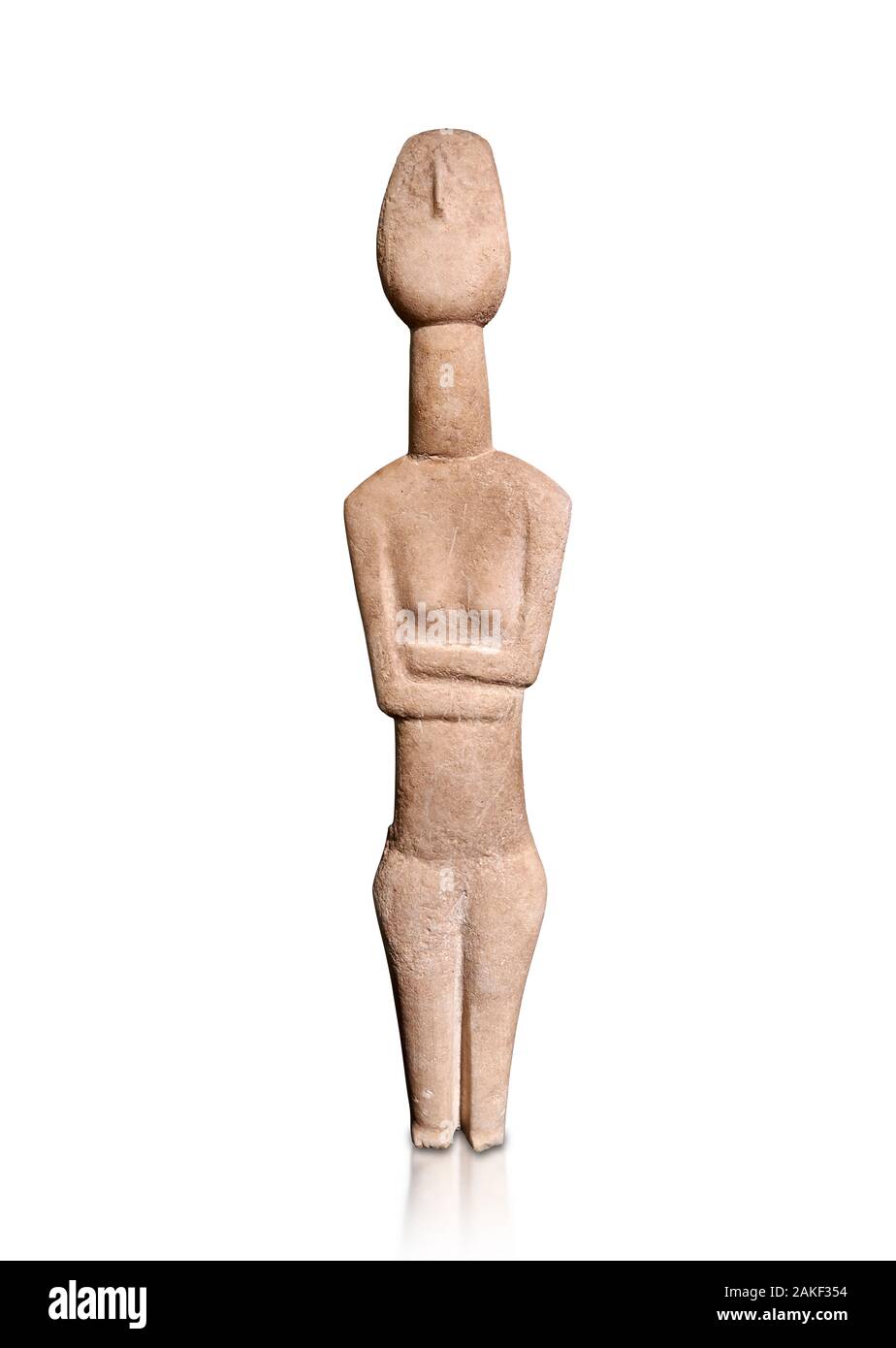 Kykladen kanonische Typ, Spedos Vielfalt weiblichen Figur Statuette. Früh kykladische Zeitraum II von Syros Phase (2800-2300 v. Chr.). Die 'bewältigen Zugeschrieben Stockfoto