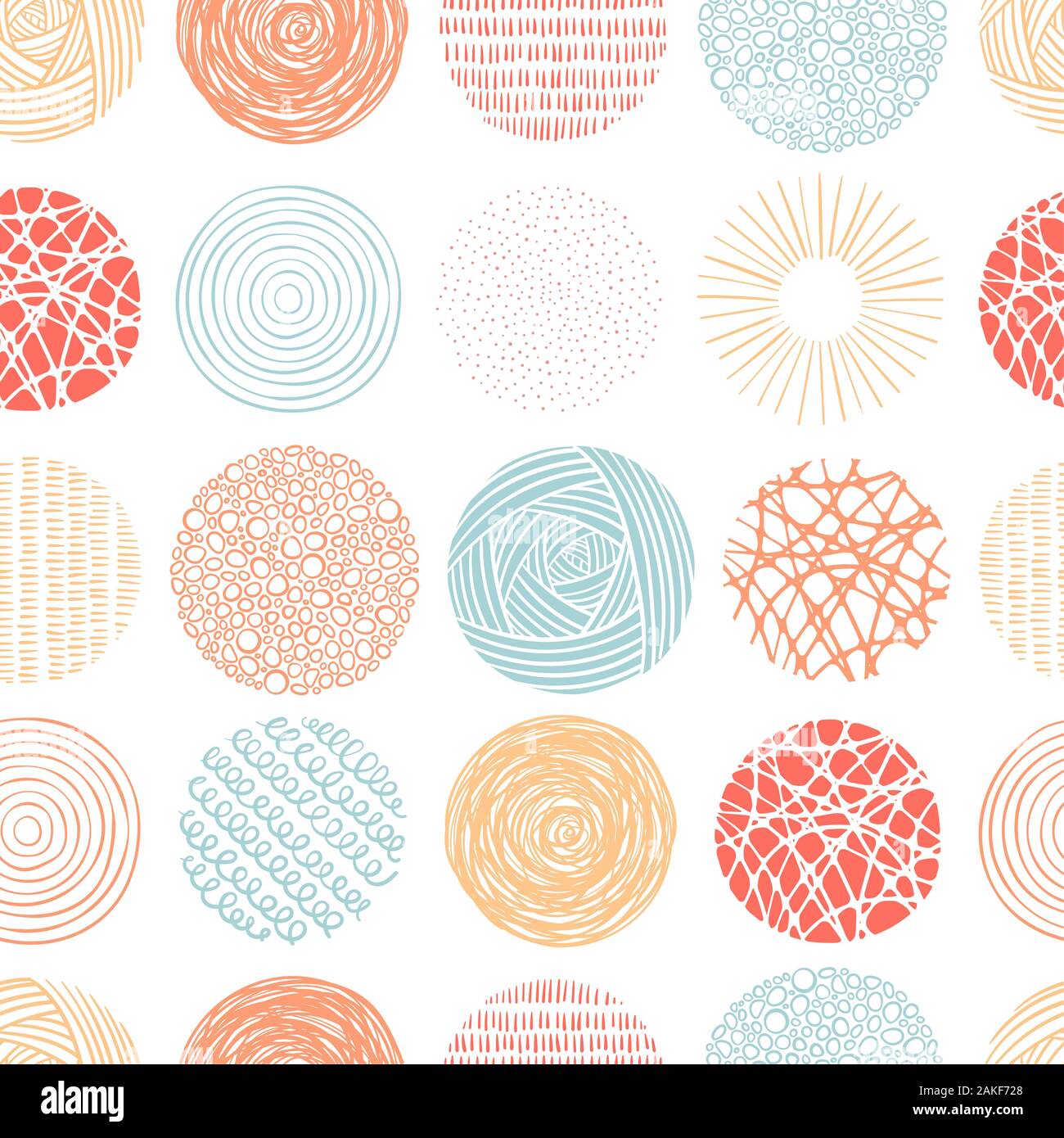 Süße Hand gezeichnet doodle Kreise nahtlose Muster, abstrakte und moderne Hintergrund, großartig für Textilien, Banner, Wallpaper, Umwickeln - vektor design Stockfoto