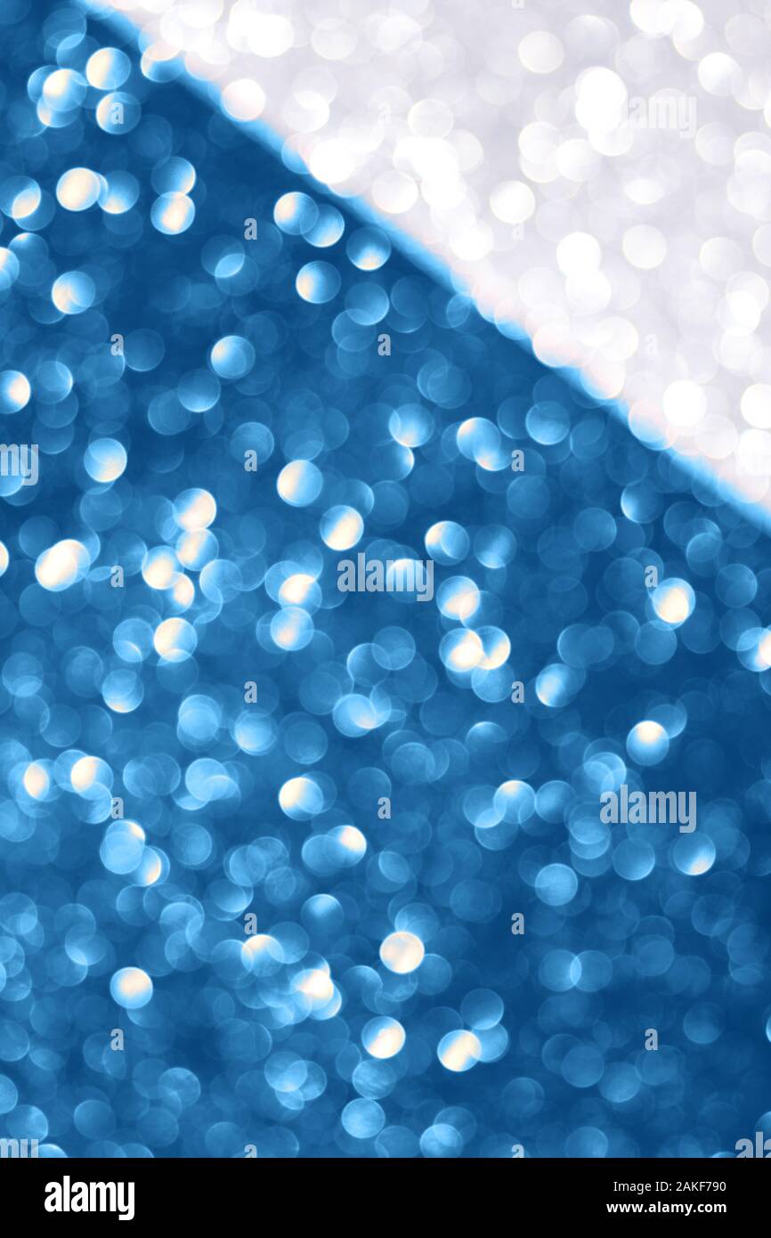 Silber und Blau glitter Textur Hintergrund, Funkelnde Weihnachten wallpaper. Stockfoto