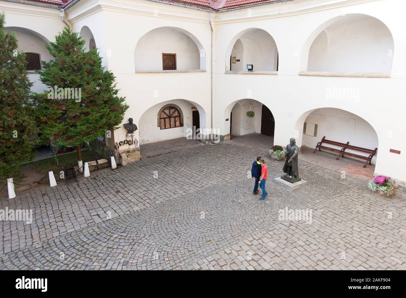 Die Gebäude wurden renoviert und für Besucher der Burg Palanok, Mukachevo, Ukraine, renoviert Stockfoto