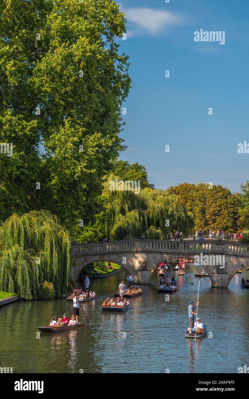 Großbritannien, England, Cambridgeshire, Cambridge, Fluss Cam, Clare College, Clare Bridge, Stochern Stockfoto