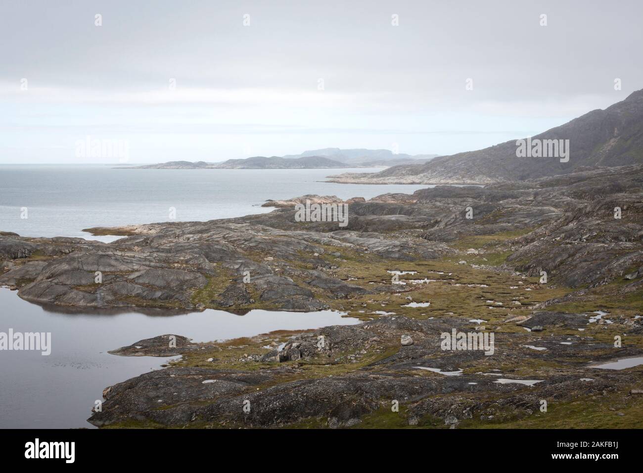 Ansicht der grönländischen Küste in der Nähe von Qaqortok Stockfoto