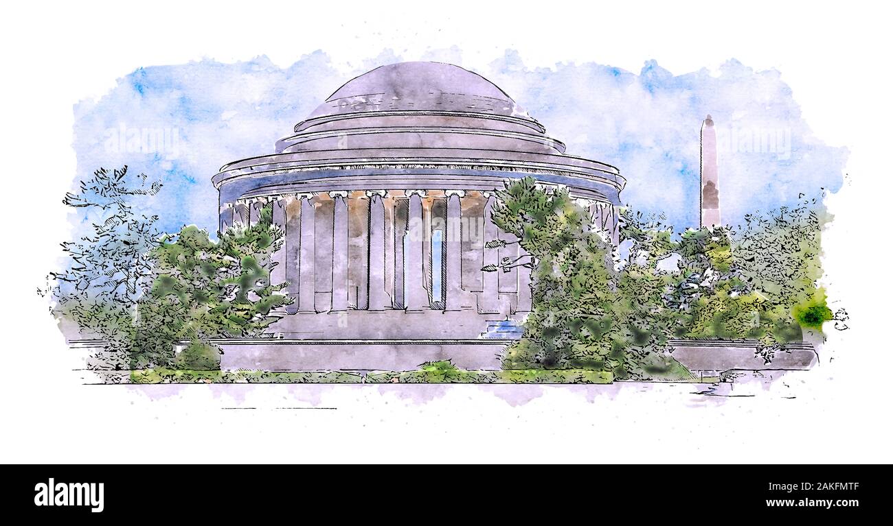 Jefferson Memorial, Denkmal für Thomas Jefferson, den dritten Präsidenten der Vereinigten Staaten Stockfoto