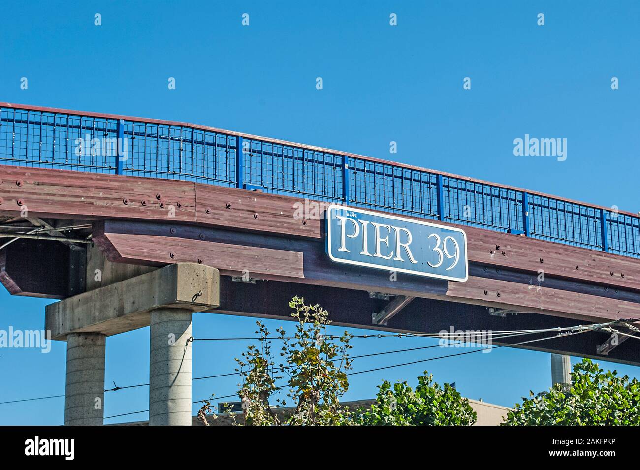 Zeichen von Pier 39 im Hafen von San Francisco, Kalifornien, USA Stockfoto