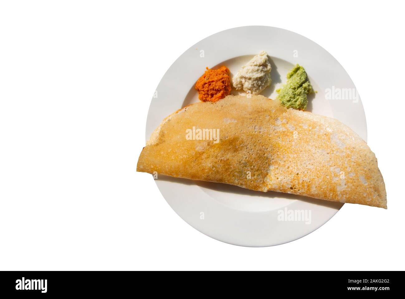 Masala dosa; Crêpe aus Reis und Linsen Stockfoto