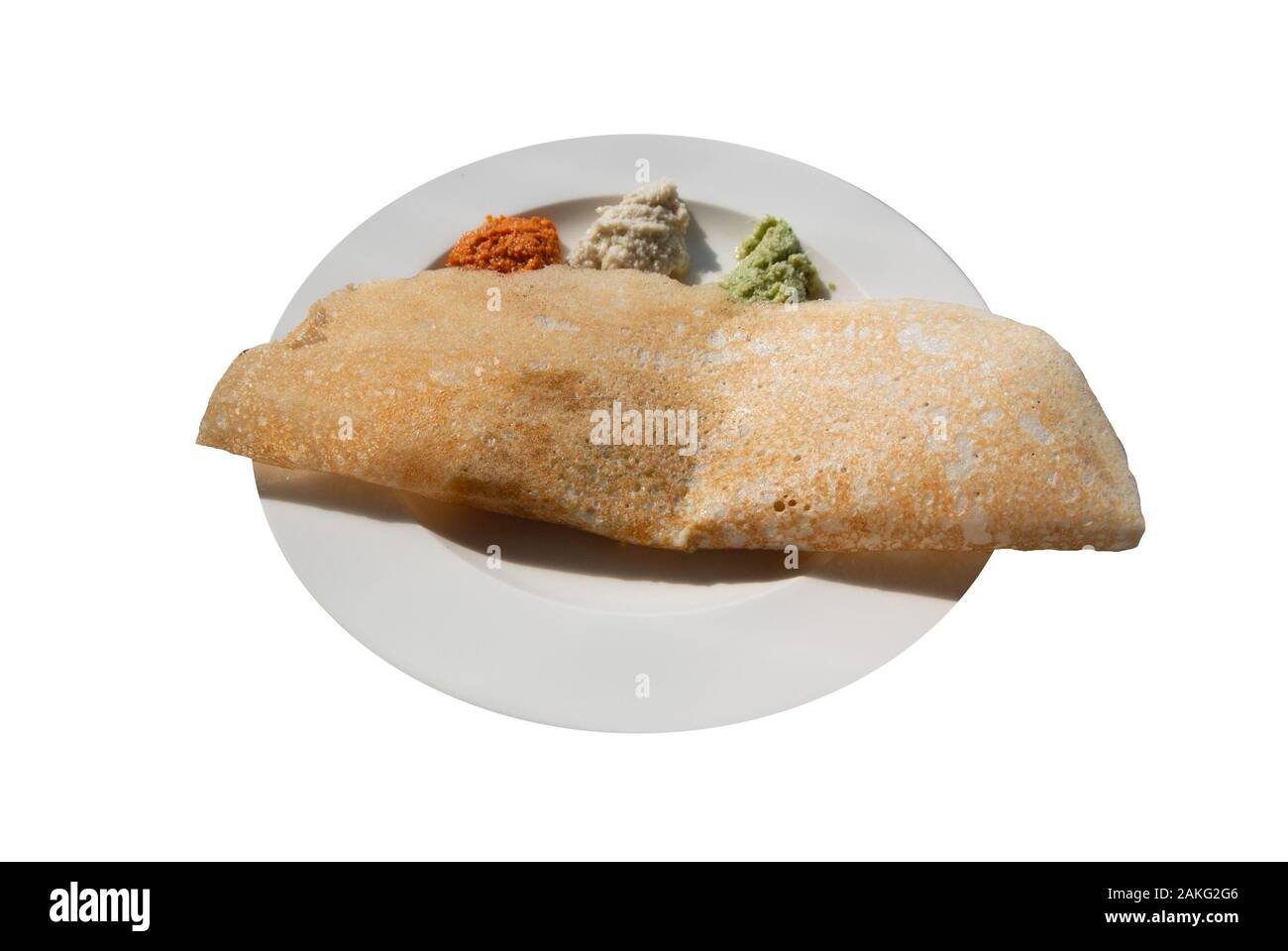 Masala dosa; Crêpe aus Reis und Linsen Stockfoto