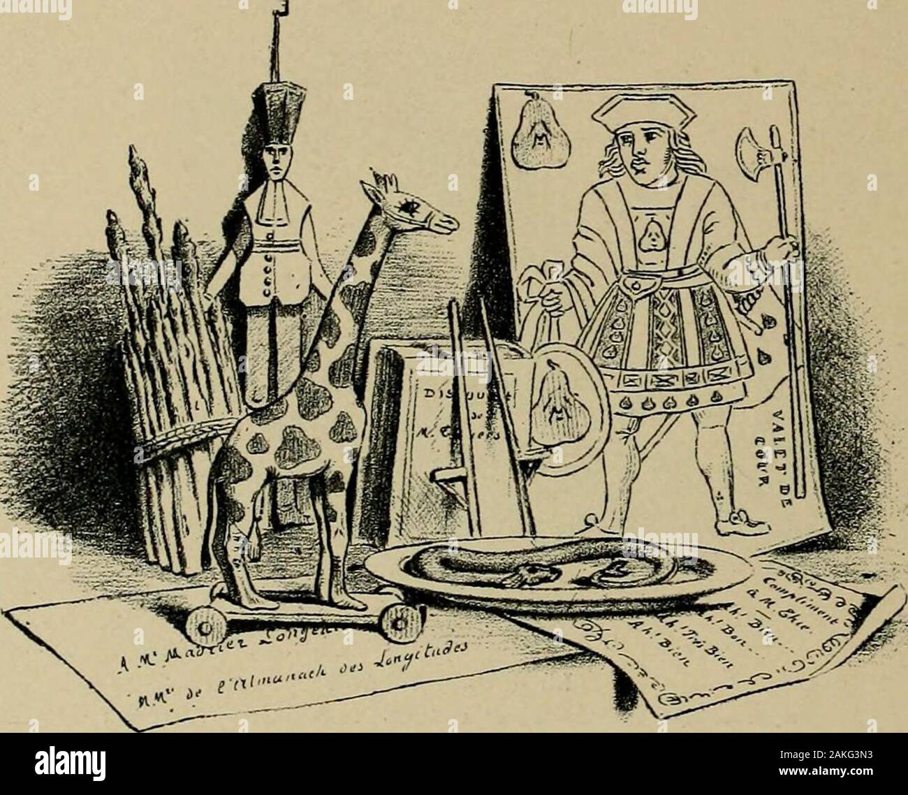 Histoire de Jouets: ouvrage contenant 250 Abbildungen dans le texte et 100 Gravures 50 planches hors Texte nicht coloriées à l'Aquarelle. Louvrier les assemblait et les fixait, soit à la Colle forte, soit à Laide de pointes excessivement Geldstrafen. "Les Stiele cylindriques, auxquelles sattachent La Crémaillère descrécelles ou Les Ailes Moulins, sortaient du Tour à la Perche, instrumentplus archaïque peut-être que le couteau. Dans lhumble Atelier enfumé dufeu de tourbe et mal éclairé par une fenêtre à Petits carreaux verdâtres, passait à Vingt centimètres du Deckenleucht et traversant les murs, u Stockfoto