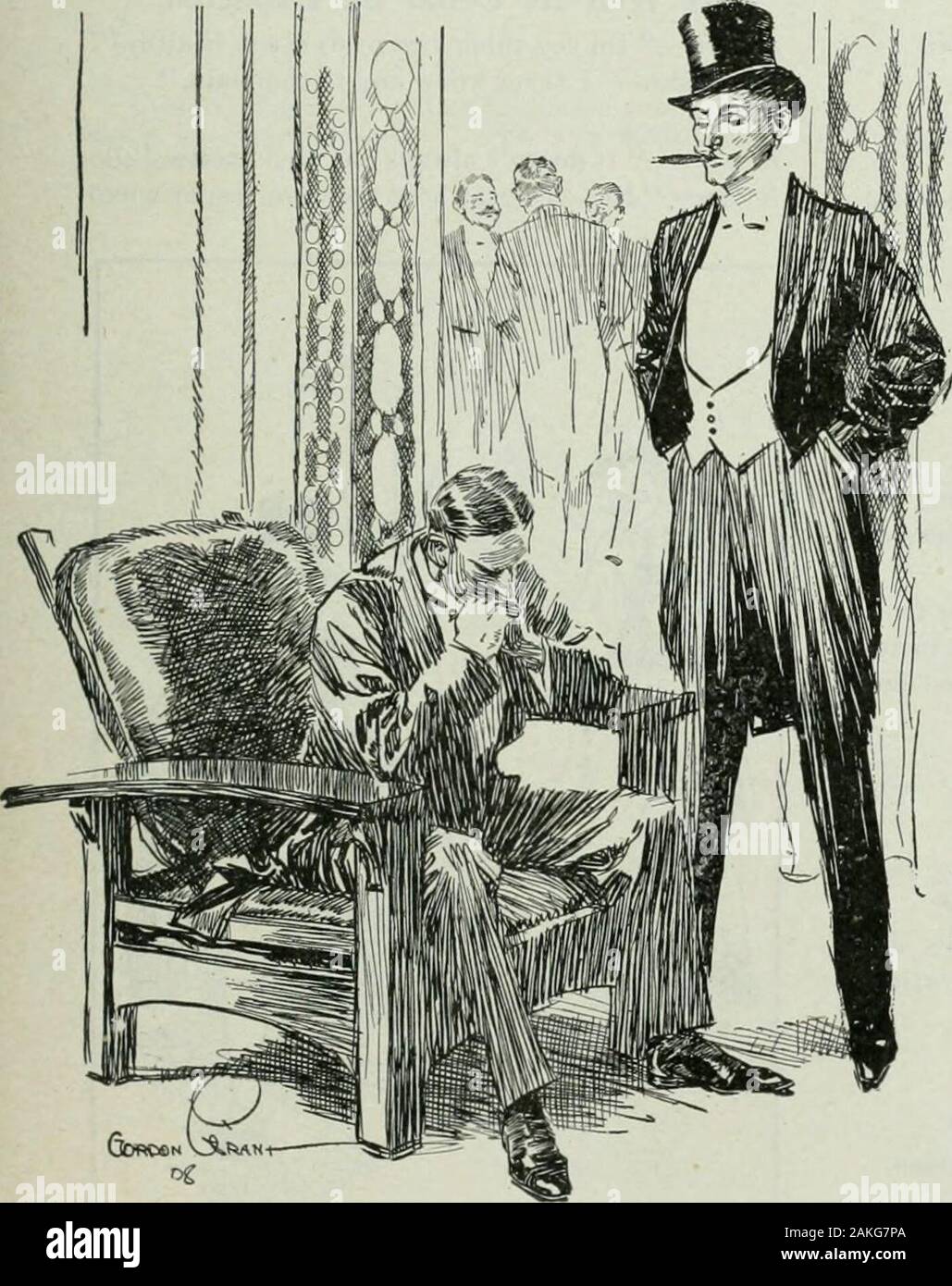 Karikatur; Witz und Humor einer Nation in Bild, Lied und Geschichte. ke ter tun mir dat fo fo Life, Miss Johnsing.&gt; auf das Soda Sekretärin von N. H. CROWELL^ PHG-Tag war heiß und das Geschäft an der soda fountain * war der Ansturm Beschreibung. Der Angestellte am oberen Ende war genießen eine Atmung Zauber, wenn ein großer, dünner Mann in einem bamboo Hut in hastig und walkedbriskly bis zu der Bar gestrichelt. Gib mir nur ein halbes Glas Wasser, Sie Wichste die Newcomer, da warf er seinen Ellbogen andlit auf einem Hocker. Der Angestellte an der Rezeption zuvorkommend zeichnete die Hälfte Patrone von Wasser und schob es vor ihm, Verstrebungen selbst für Furth Stockfoto