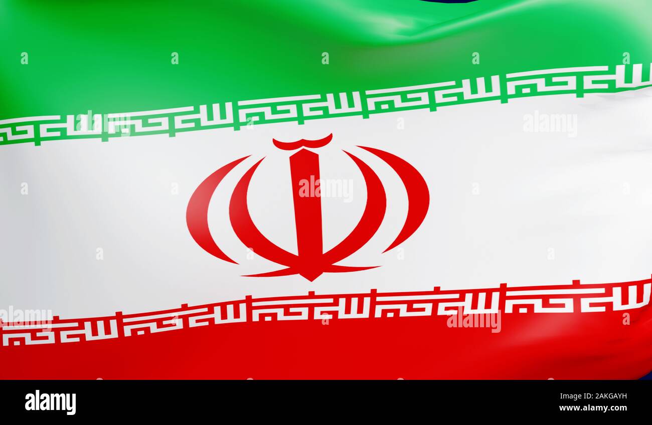 3D-rendering Flagge von Iran winken im Wind Stockfoto