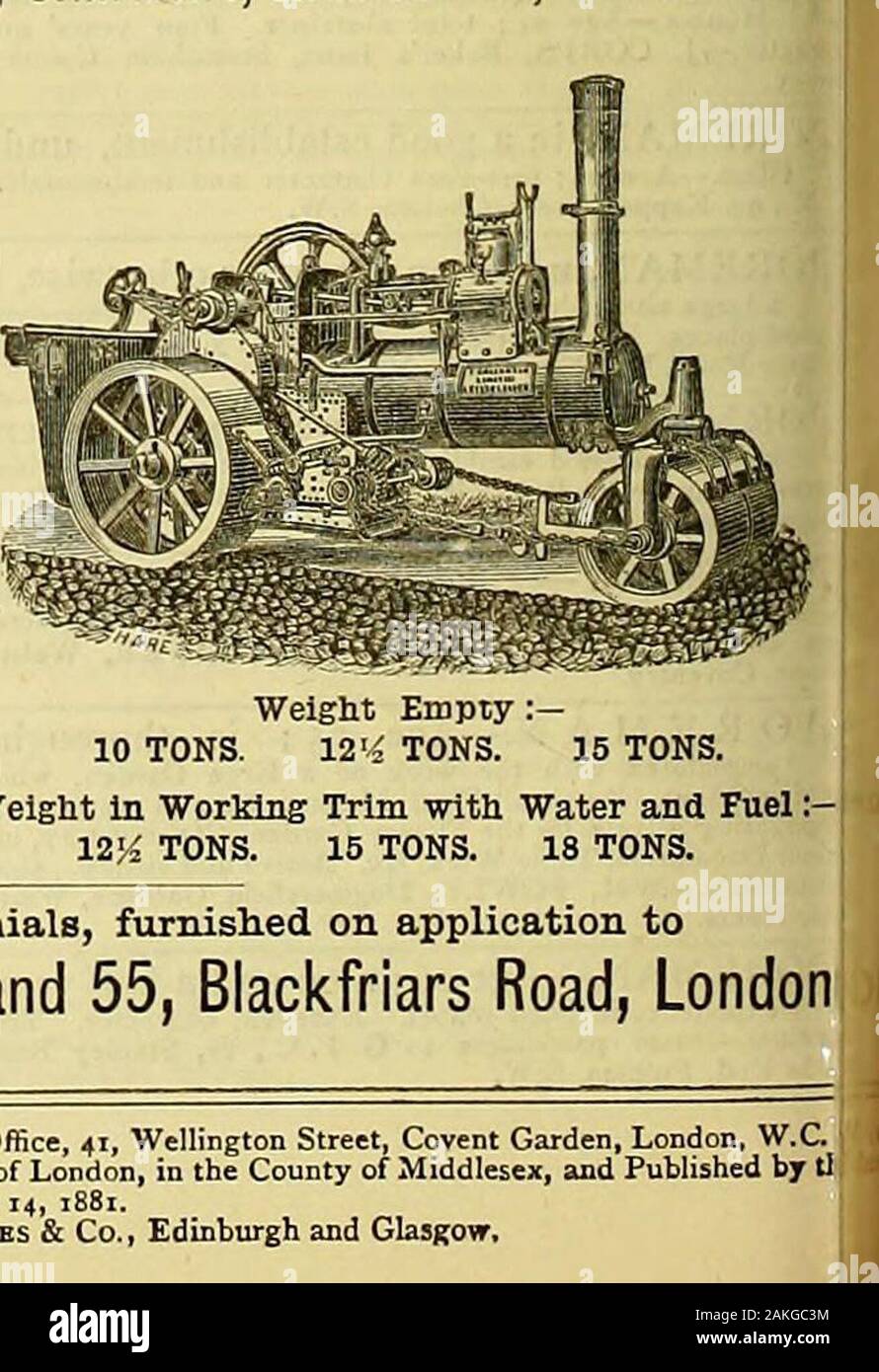 Die Gärtner' Chronik: Eine wöchentliche Illustrierte Zeitschrift über Gartenbau und verwandte Themen. Gewicht leer - 6 Tonnen. 7 Tonnen. Gewicht in die Verkleidung wltli Wasser und Kraftstoff: 7 Tonnen. 8 Tonnen. Spezifikationen, Preise und Referenzen, eingerichtet von der Anwendung THOMAS GRÜNE k SOHN (begrenzt), Smithfleld Eisenhütten, Leeds, und 54 und 55, Blackfriars Road, London] BEBILDERTE PREISLISTE KOSTENLOS. Redaktionelle Mitteilungen sollten an den Herausgeber gerichtet werden; Werbung und Business Briefe an die Herausgeber. Im Büro, 41, Wellington Street, Covent Gardeii, London, W. C. JPrinted von William Eichakds, ein Stockfoto