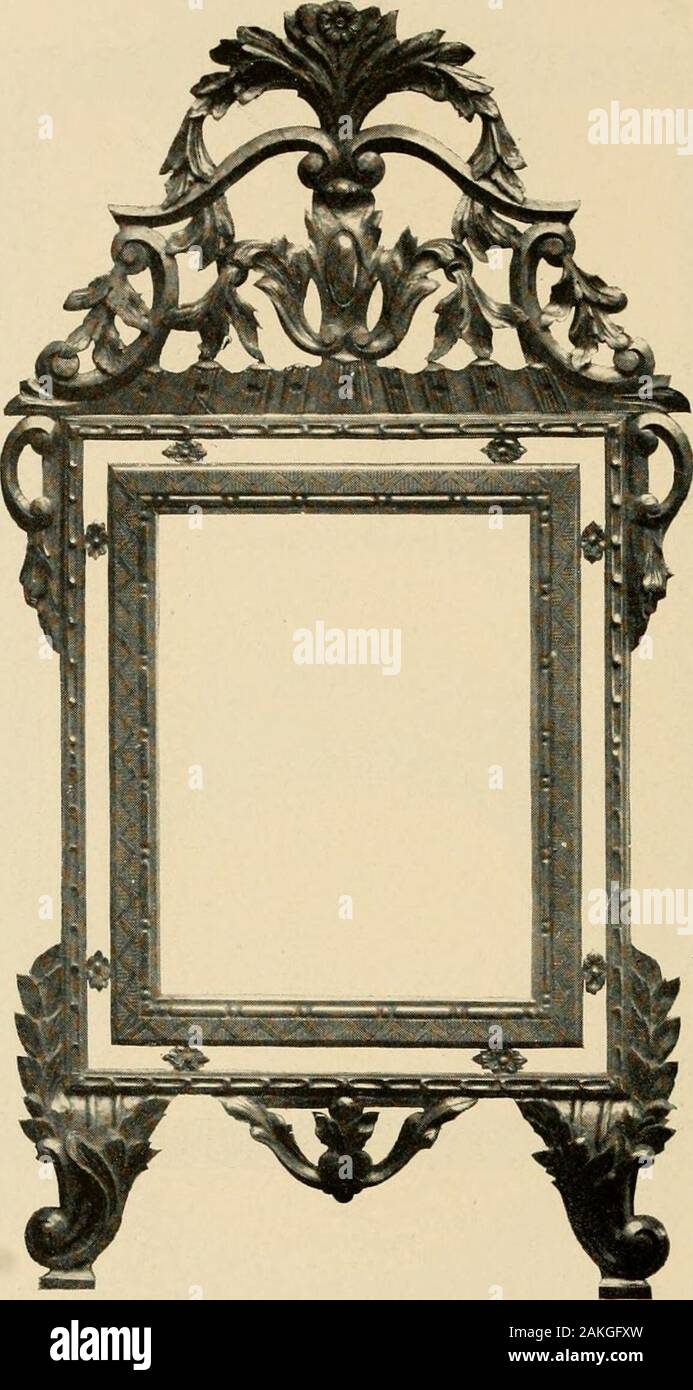 Katalog der kolonialen Spiegelrahmen. . Nr. 1076. Höhe, 33. Breite, 20 in. Spiegel. 26 x 16 in. Frame beendet in Gold. Nr. 1075. Wie oben, außer in der Größe, in der Höhe, 27 in. Breite. 15 in. Spiegel, 22 x 14 in. Nr. 1074. Wie oben, außer in der Größe, in der Höhe, 18 in. Breite. 11. Spiegel, 16 x 10 in. 25. Nr. 1022. Höhe, 62. Breite, 34. Spiegel, 24 x 20 in. Aus Holz von Hand geschnitzt. In Gold vergoldet. Spiegel Panels. Beendet Antike. 26. Stockfoto