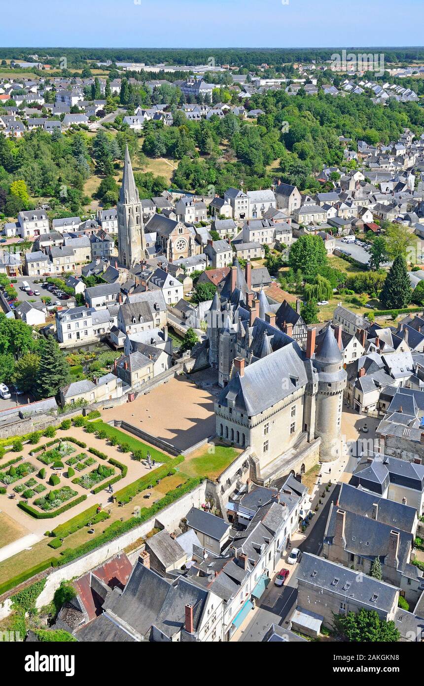Frankreich, Indre et Loire, Loire-Tal Weltkulturerbe von UNESCO, wickelten, Chateau de wickelten (Luftbild) Stockfoto