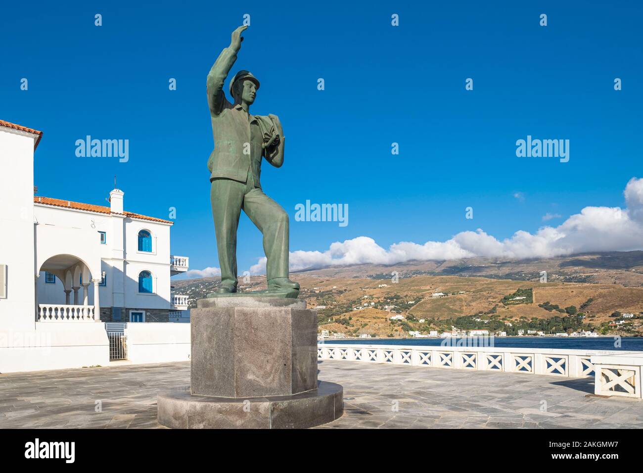 Griechenland, Kykladen Inseln, Insel Andros, Hora (oder Andros), Statue des Unbekannten Sailor Stockfoto