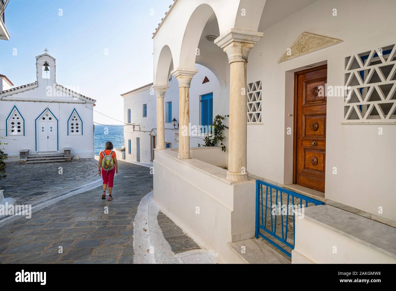 Griechenland, Kykladen Inseln, Insel Andros, Hora (oder Andros), Agia Varvara (oder Sainte Barbara) Kirche Stockfoto