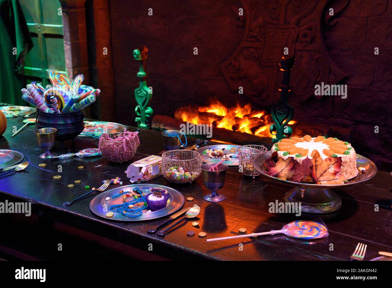 Vereinigtes Königreich, Hertfordshire, Leavesden, Leavesden Studios, Harry Potter Studio Tour London, der Schauplatz der acht Harry Potter Filmen "Making of, die große Halle in Hogwarts Schule Stockfoto