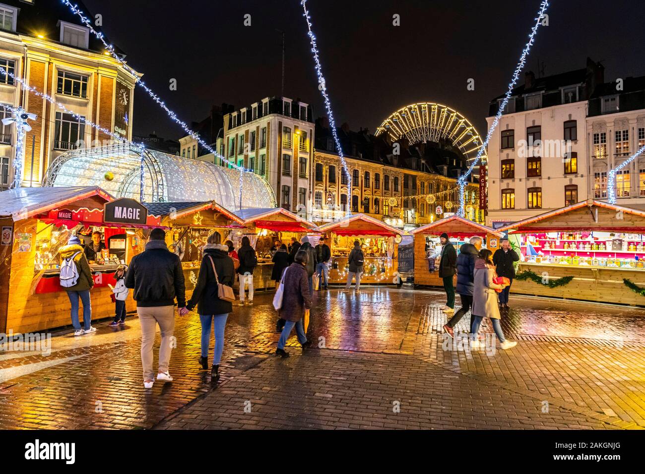 Frankreich, Nord, Lille, Place Rihour, der Weihnachtsmarkt Stockfoto