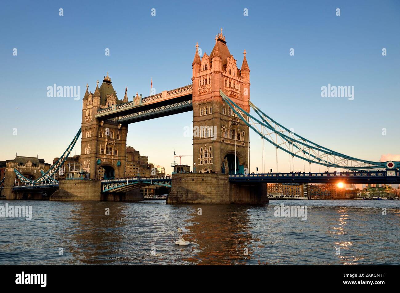 Vereinigtes Königreich, London, Tower Bridge, Swing Bridge über der Themse, zwischen den Stadtteilen Southwark und Tower Hamlets Stockfoto