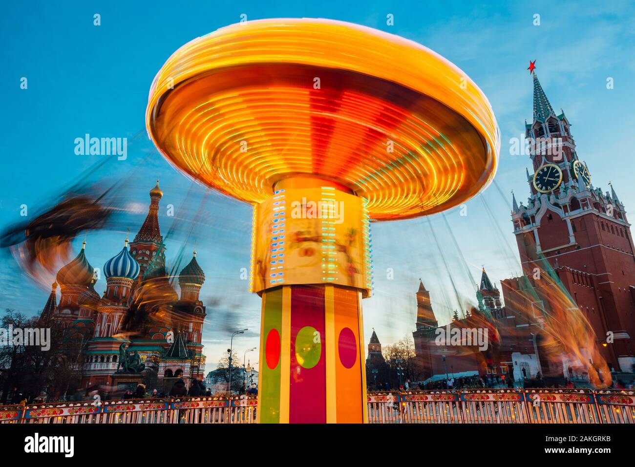 Weihnachten Karussell auf dem Roten Platz, Moskau, Russland Stockfoto