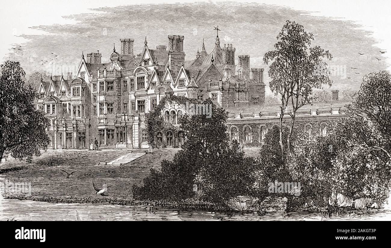 Sandringham House, Sandringham, Norfolk, England, hier im 19. Jahrhundert. Dies ist das private Haus von Elizabeth II. Aus dem Englischen Bilder, veröffentlicht 1890. Stockfoto