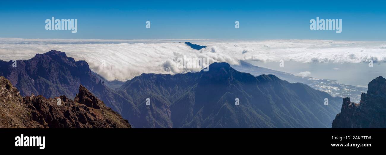 Spanien, Kanarische Inseln, La Palma, Parque Nacional Caldera de Taburiente National Park, Roque de Los Muchachos, Höhe 2426 m Stockfoto