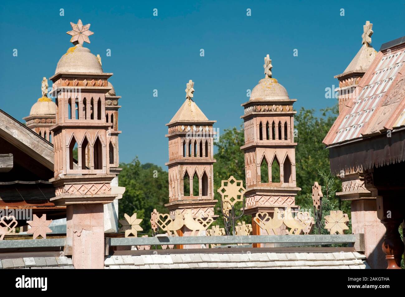 Frankreich, Haute Savoie, Rumilly, Vaulx, geheime Gärten, bemerkenswerter Garten Label, kalkmörtel Glockentürme Stockfoto