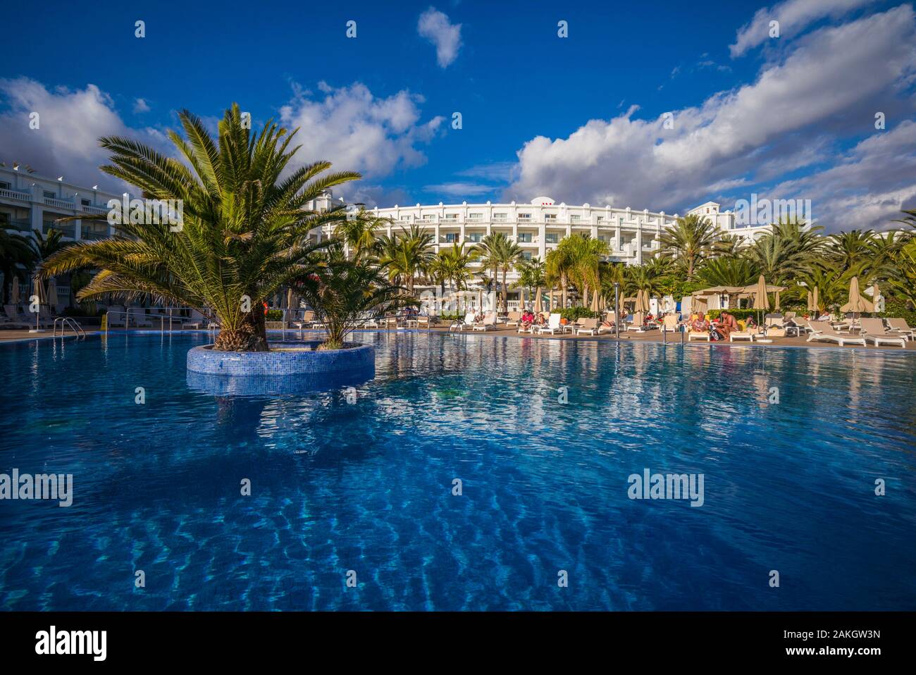 Spanien, Kanarische Inseln, Gran Canaria, Maspalomas, Schwimmbad, Hotel Riu Palace Maspalomas Stockfoto