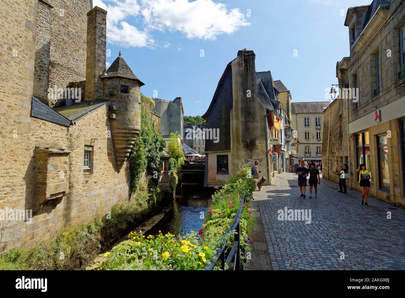 /Frankreich, Finistère, Quimper, Le Steir Fluss, rue de La Herse Straße Stockfoto