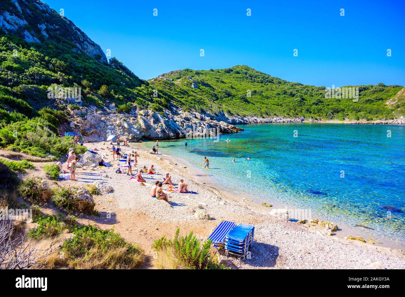 Porto Timoni Strand Bei Afionas Ist Ein Paradies Double Strand Mit Kristallklarem Azurblauem Wasser In Korfu Twin Bay Ionische Inseln Griechenland Europa Stockfotografie Alamy