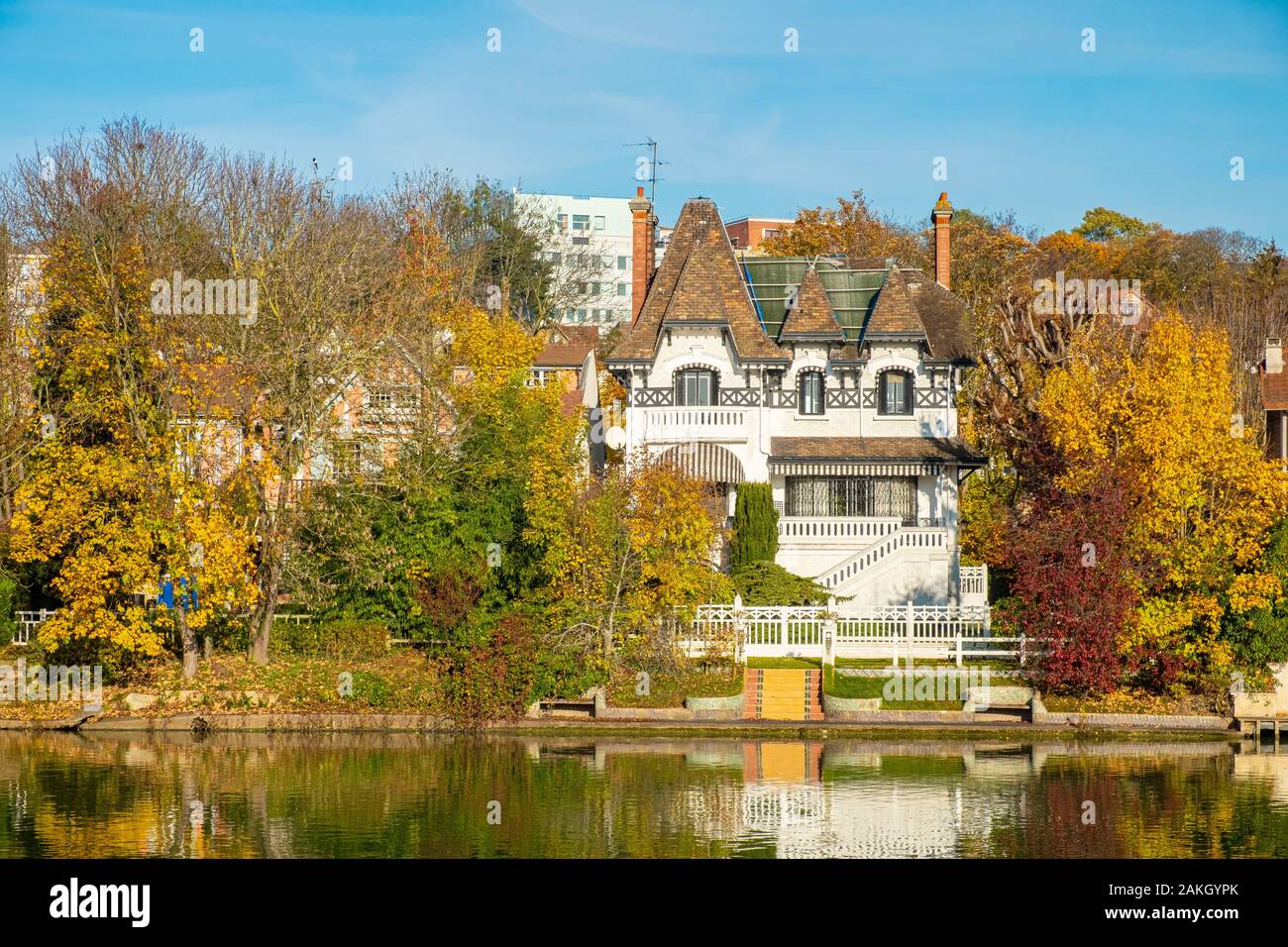 Frankreich, Val de Marne Nogent sur Marne, die Kanten der Marne im Herbst Stockfoto