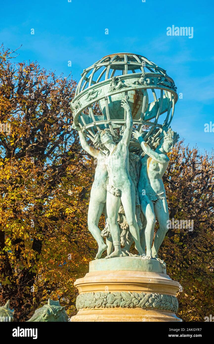 Frankreich, Paris, Garten der Große Entdecker, der Brunnen Carpeaux oder Brunnen des Quatres Parties der Welt Stockfoto