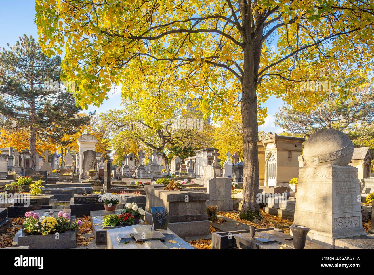 Frankreich, Paris, der Friedhof Montparnasse im Herbst Stockfoto