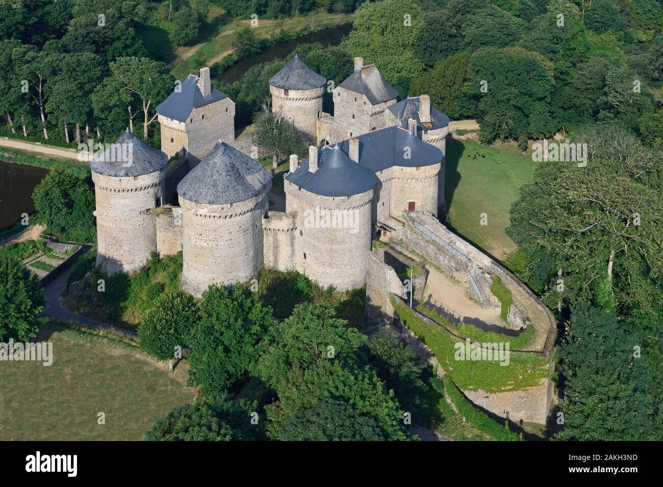 Frankreich, Mayenne, Ambrières-les-Vallées, das Schloss (eyriel Ansicht) Stockfoto