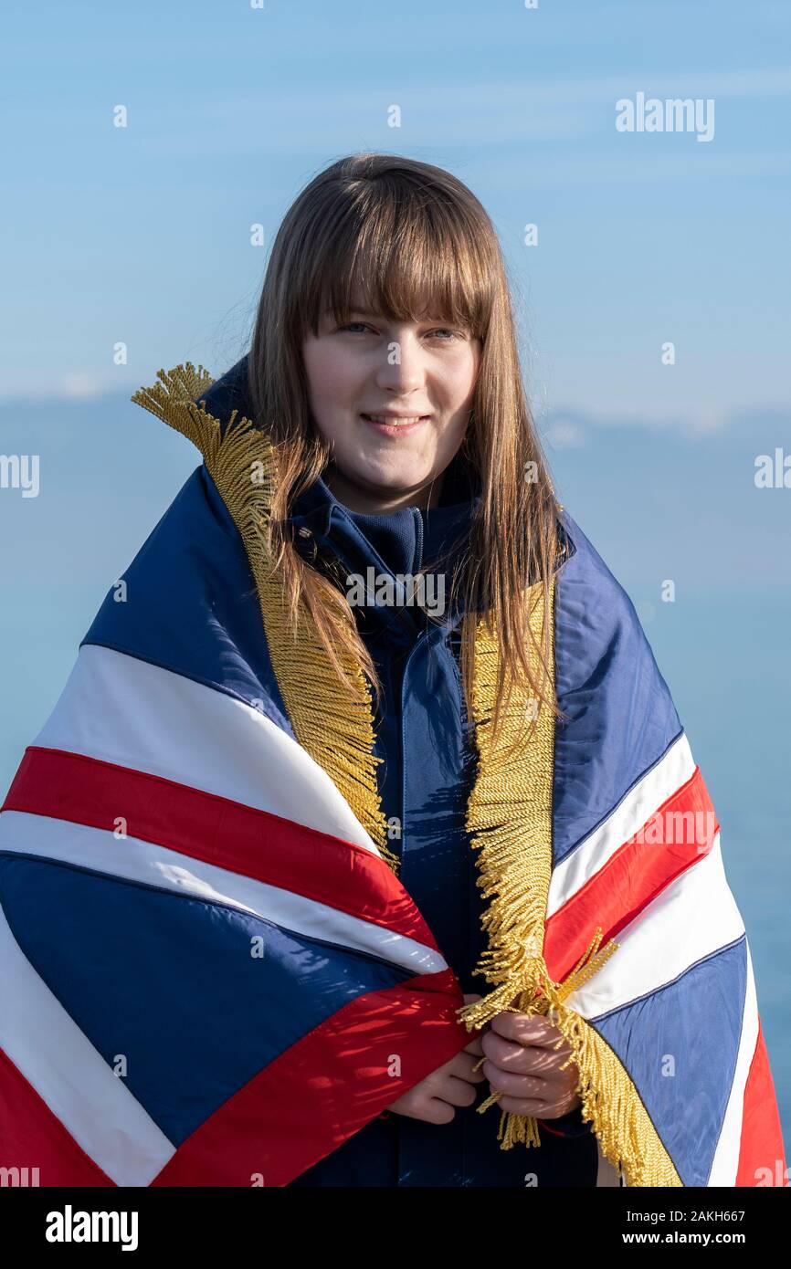 Robyn Mitchell, Curling, angekündigt als "Team GB Fahnenträger bei der Eröffnungsfeier der Olympischen Spiele 2020 in Lausanne am 08. Januar 2020 Stockfoto