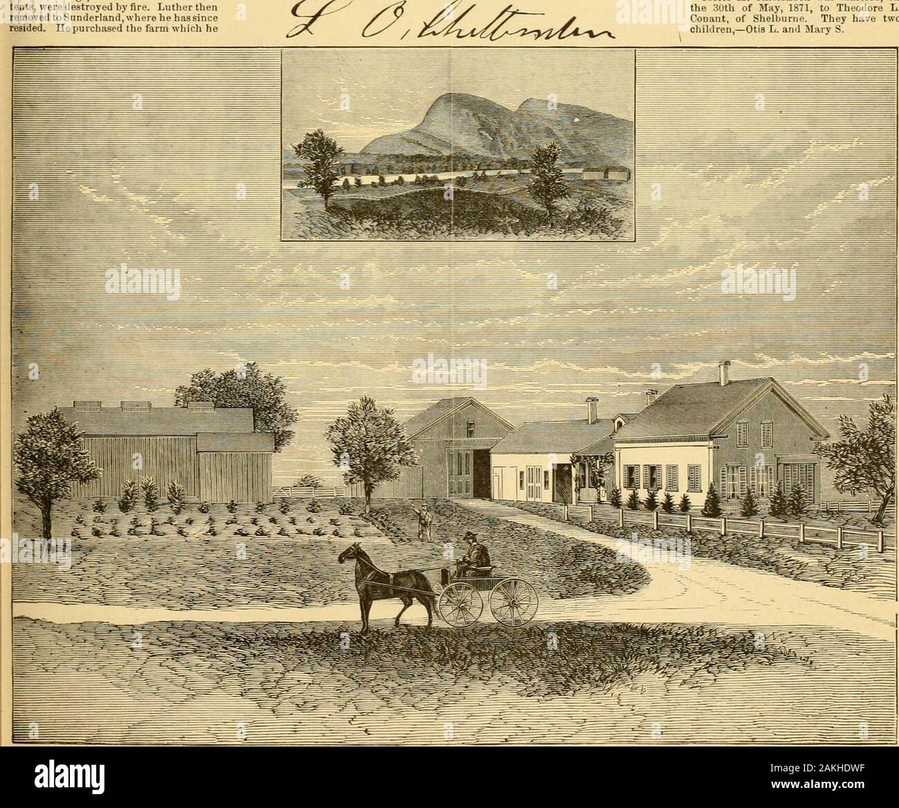 Geschichte der Connecticut Valley in Massachusetts, mit Illustrationen und Biographische Skizzen von einigen seiner prominenten Männer und Pioniere. ^?^^.. Nun besitzt, und errichteten hia Residence undandere Gebäude. Herr Chittenden hat vor allem engagedin Landwirtschaft gewesen und hat seine atten gewidmet -- insbesondere die cultivationof Tabak als auf andere Branchen. Er isa wohlhabende und einflussreiche Bürger, andtakes eine aktive und intelligente Interesse ineducational Themen, und alle anderen matterspertaining auf die allgemeine Wohlfahrt. Wie aman er von allen, die ihn kennen respektiert wird. Herr Chittendens Mutter befinden Stockfoto