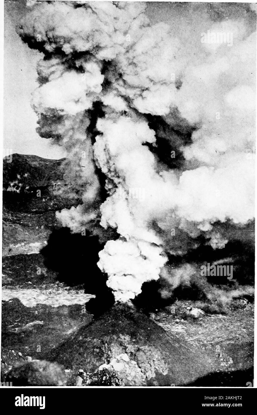 Städte begraben. Vesuv im Eruption, aus einem Flugzeug. Heutzutage Männer aus der Geschichte wissen, was passieren kann, wenn Ve-suvius aufwacht. Aber im Jahr 79 N.CHR., als Pompeji begraben, Themountain war für hunderte von Jahren schlief, und kein Mensch wusste, dass thatan Ausbruch einer Stadt begraben konnte. - Internationale Pompeji vom Flugzeug aus. Die Dächer sind alle weg und alle Partitionen innerhalb der housesshow. Das ist der Grund, warum das alles so sieht voll und verwirrt. Butif sie studieren Sie sorgfältig Sie einige interessante Dinge sehen können. Die großen offenen Raum ist das Forum. Es ist über fünf Hundert feetlong, Nordosten und Südwesten. Südlich davon Stockfoto