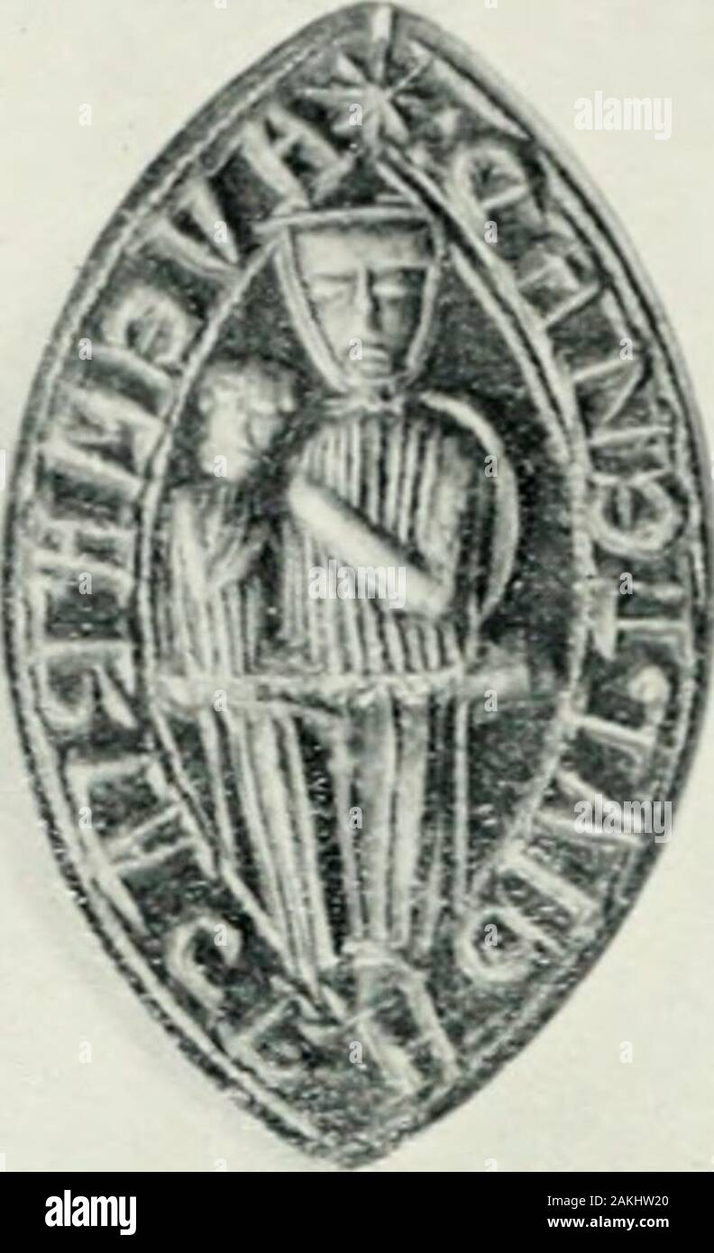 Surrey archäologischen Sammlungen. u-i-a-H-(H ein "H xo 75 HP H W X ow KH ou C/3? J o a, oH Mo PQ Seite 122] PLATTE XVI. 13. Jahrhundert Dichtung gefunden in Compton. Leicht vergrößert. Stockfoto