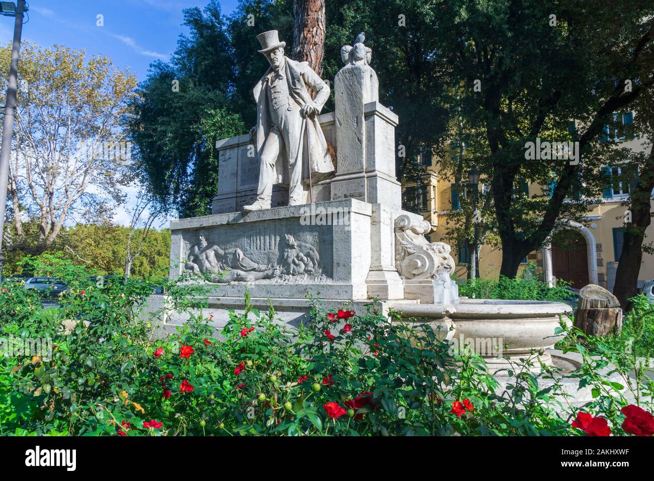Denkmal für Giuseppe Gioachino Belli in der Rione von Trastevere in Rom Italien Stockfoto