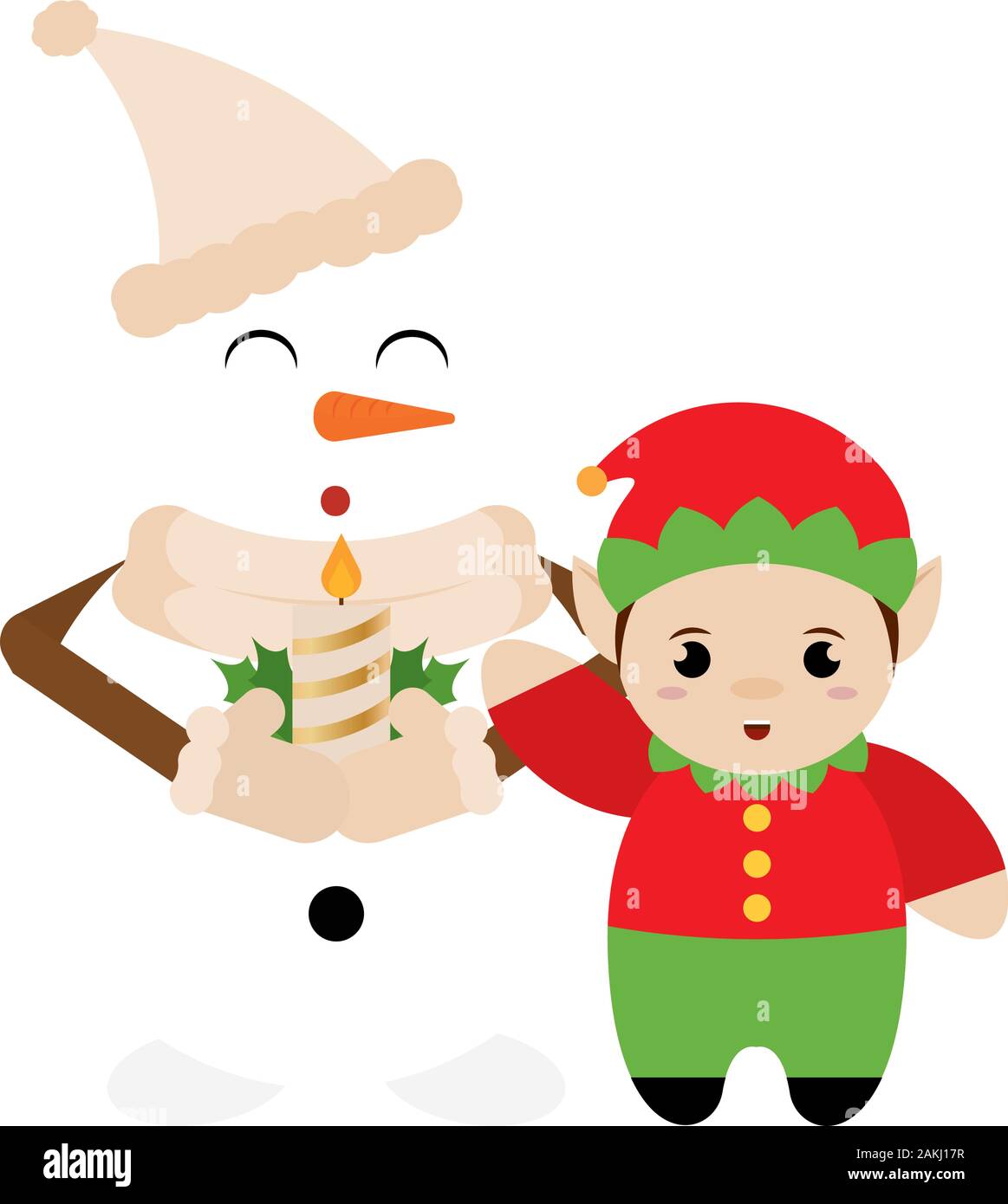 Schneemann und Weihnachten Elf Stock Vektor